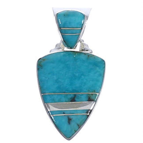 Turquoise Inlay Southwest Silver Pendant EX30542